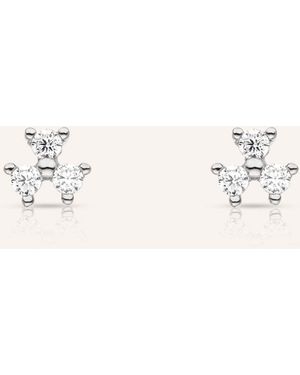 VEYNOU Ohrstecker FLEUR aus 14kt. Weißgold und 0,16ct. Diamanten - Natur