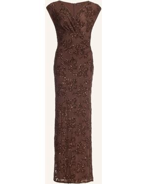 Swing Abendkleid aus Mesh mit Pailletten - Braun