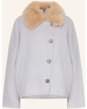 Opus Jacke HAFURA mit abnehmbarem Kunstfell - Grau