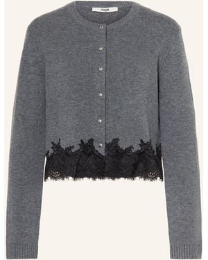 Maje Set: Strickjacke und Stricktop mit Spitze - Grau