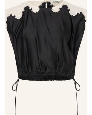 Sandro Cropped-Blusentop aus Satin - Schwarz