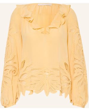 Ulla Johnson Blusenshirt ADONIS aus Seide mit Lochspitze - Gelb