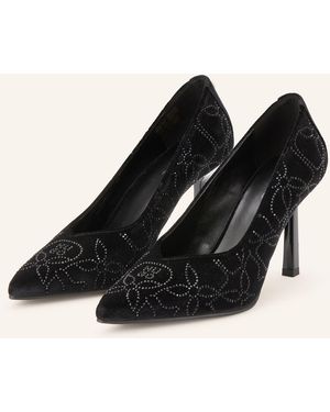 HUGO Pumps KATNISS aus Samt mit Schmucksteinen - Schwarz