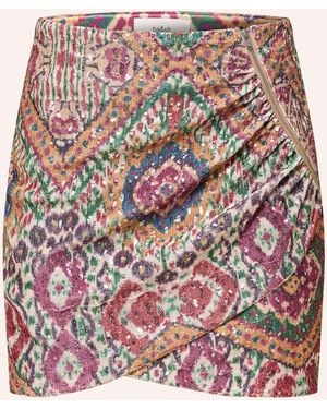 Ba&sh Samtrock TOYA in Wickeloptik mit Pailletten - Pink