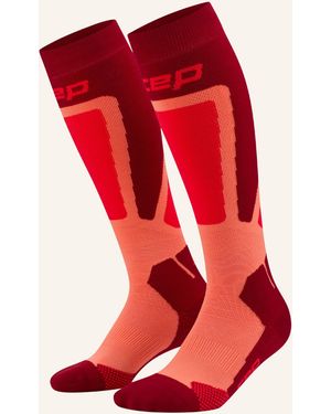 Cep Laufsocken KNEE HIGH SKIING THERMO mit Kompression - Rot