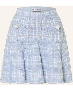 Self-Portrait Tweed-Rock mit Schmuckperlen und Pailletten - Blau