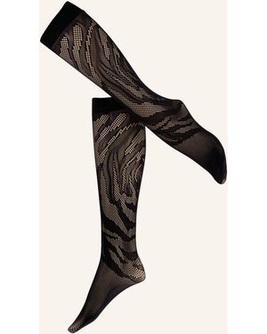 Wolford Fein-Kniestrümpfe ROSEBLOOM NET - Schwarz