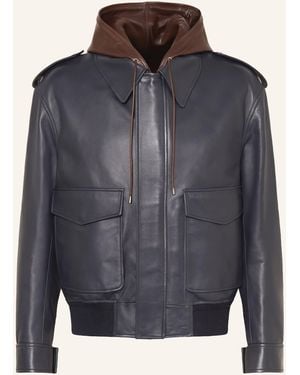 Loewe Lederblouson mit Blende - Blau