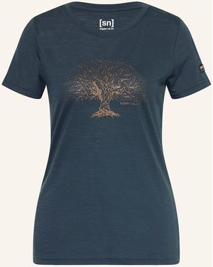Super.natural T-Shirt TREE OF KNOWLEDGE mit Merinowolle - Blau