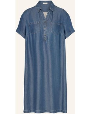 CATNOIR Hemdblusenkleid im Materialmix - Blau