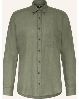 STROKESMAN'S Hemd Regular Fit mit Leinen - Grün