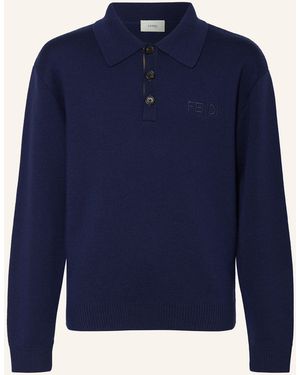 Fendi Strick-Poloshirt - Blau