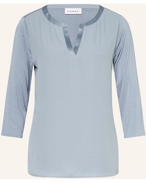 Comma, Shirt im Materialmix mit 3/4-Arm - Blau