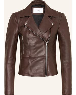 Y.A.S Lederjacke im Materialmix - Braun