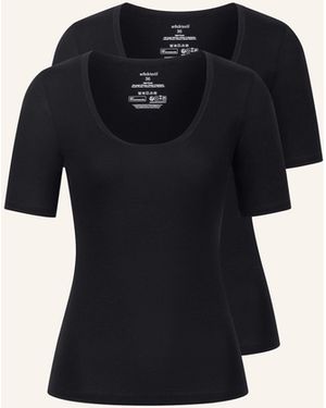 erlich textil 2er Pack Light Touch tiefausgeschnittenes T-shirt mit Lyocell - seidig weich - Schwarz