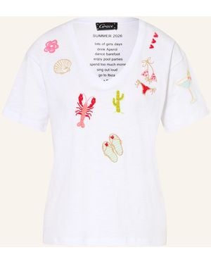 Grace T-Shirt mit Schmuckperlen - Mehrfarbig