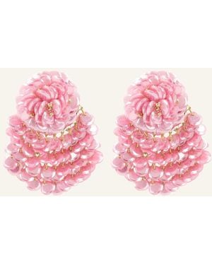 LOTT.gioielli Ohrhänger MELODY CE SQ SEQUIN FAN SHAPED FLOWER L SOFT PINK by GLAMBOU