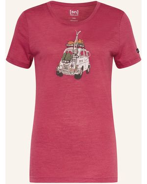 Super.natural T-Shirt LITTLE HEARTWOOD mit Merinowolle - Pink