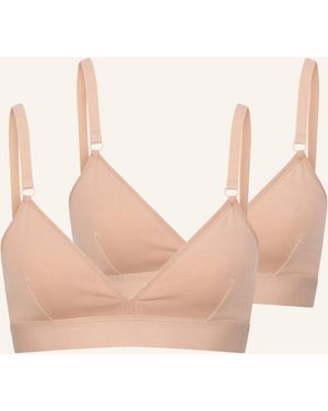 erlich textil 2er Pack Casual Cotton Triangel Bralette bügellos aus Bio-Baumwolle - verstellbare Träger - Natur