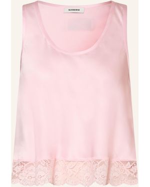 Sandro Satintop mit Spitze - Pink