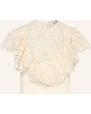 Sandro Cropped-Blusentop mit Spitze - Natur