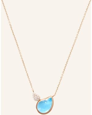 Tamara Comolli Halskette NECKLACE SIGNATURE 2 DROPS SWISS TOPAZ / DIAMOND PAVÉ 18K Roségold