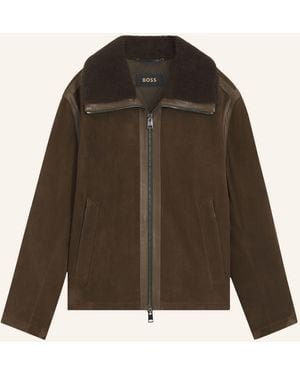 BOSS Lederjacke L-MAVIATOR - Braun