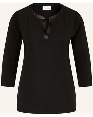 Comma, Blusenshirt im Materialmix mit 3/4-Arm - Schwarz