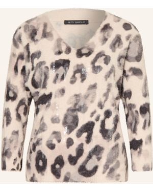 Betty Barclay Pullover mit 3/4-Arm und Pailletten - Natur