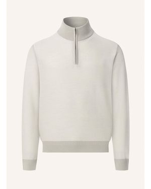 Hackett Pullover HONEYCOMB STITCH HZIP - Weiß