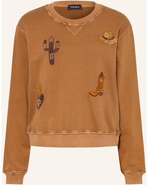 Grace Sweatshirt DESERT mit Schmuckperlen - Braun