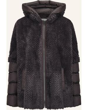 Milestone Kunstfell-Jacke MSWEGA mit abnehmbarer Kapuze - Schwarz