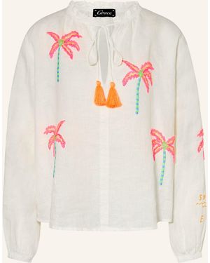 Grace Blusenshirt aus Leinen mit Pailletten - Weiß