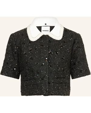 Sandro Tweed-Jacke mit abnehmbarem Kragen - Schwarz
