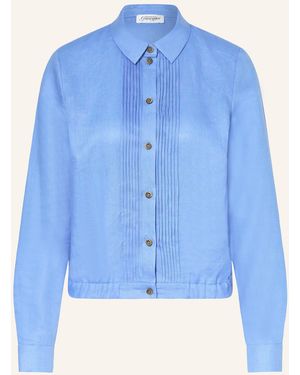 Grasegger Trachtenbluse EVELIN aus Leinen - Blau