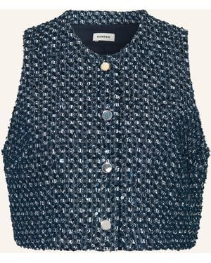 Sandro Cropped-Blazerweste mit Pailletten - Blau