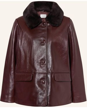 Claudie Pierlot Lederjacke mit Kunstfell - Braun