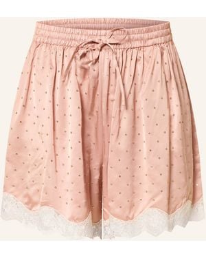 Sandro Satinshorts mit Schmucksteinen und Spitze - Pink