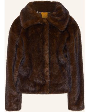 Cartoon Kunstfell-Jacke - Braun