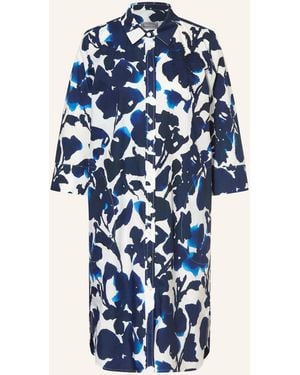 White Label Hemdblusenkleid mit 3/4-Arm und Schmuckperlen - Blau