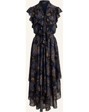 Ralph Lauren Kleid mit Schluppe und Volants - Blau