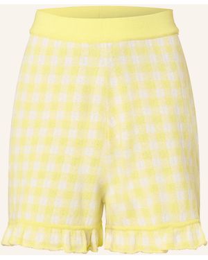 Allude Strickshorts mit Cashmere und Rüschen - Gelb