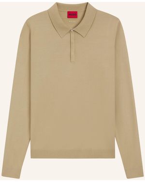 HUGO Strick-Poloshirt SAN PIPPO Slim Fit - Natur