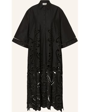 Miss June Hemdblusenkleid ADRIA mit Lochspitze und 3/4-Arm - Schwarz