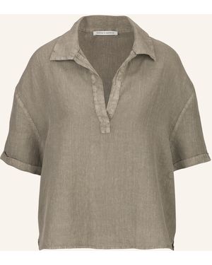 Trusted Handwork Leinenbluse Spade Neck 1/2 Sleeve Blouse - Grau