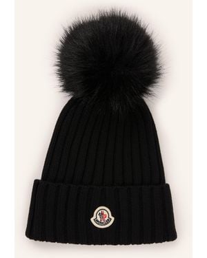 Moncler Mütze mit Kunstfell - Schwarz
