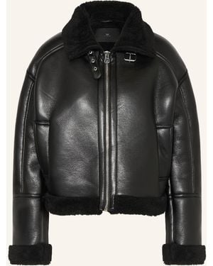 WITHBLACK Jacke ROCKY in Lederoptik mit Kunstfell - Schwarz