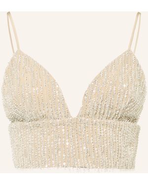 Ami Paris Mesh-Top mit Pailletten und Schmucksteinen - Natur