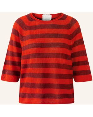 Ouí Strickshirt aus Leinen mit 3/4-Arm - Rot