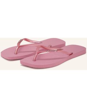 Havaianas Zehentrenner SLIM SQUARE LOGO METALLIC - Pink